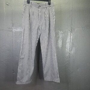 Omnes Pants Women's US 8 Cinnamon Relaxed Trousers Black & White Check Pleated